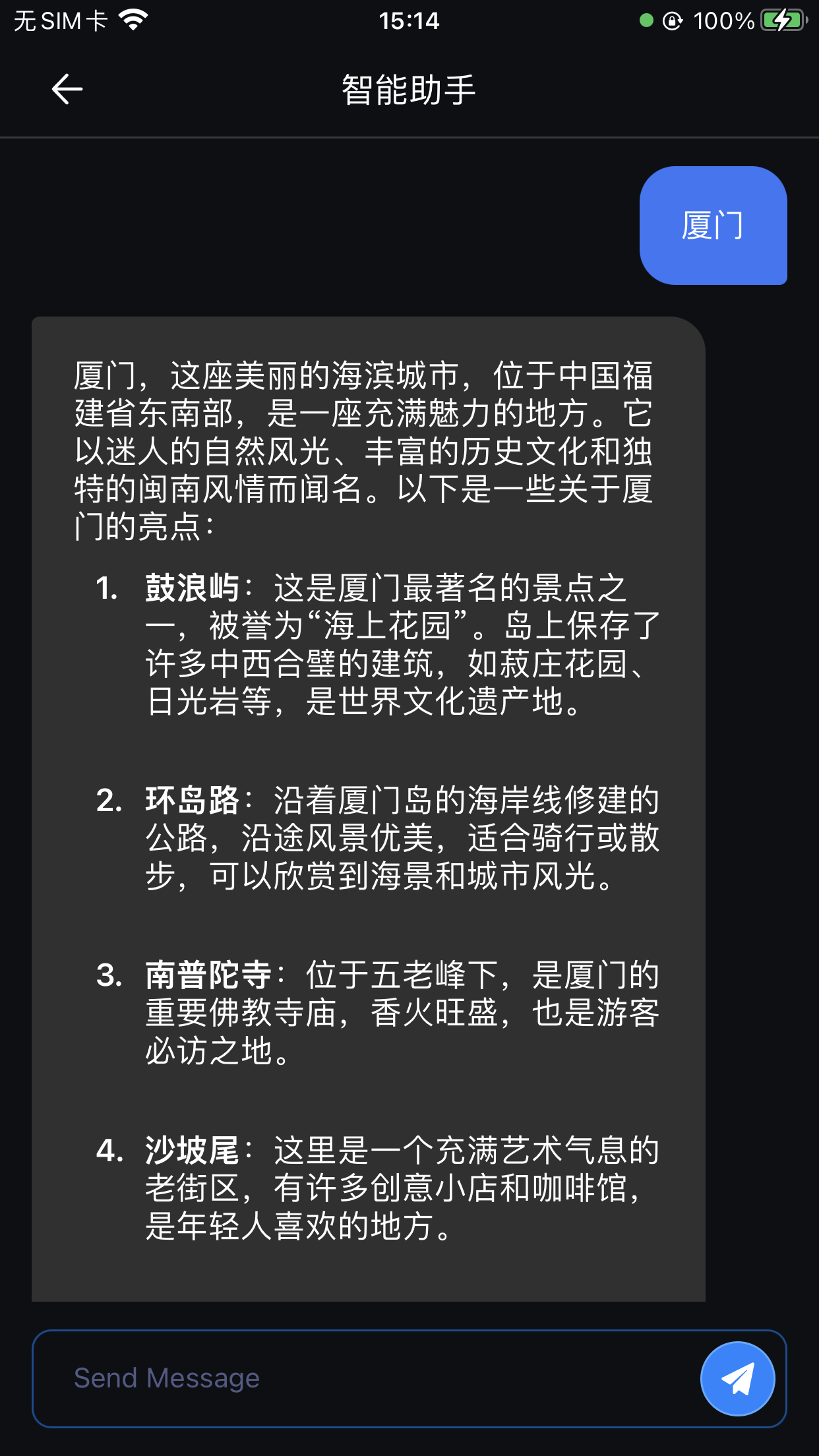 AI 智能助手界面